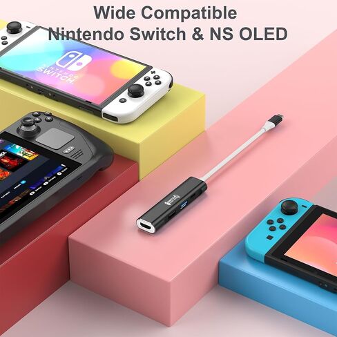 محطة إرساء تلفزيون RREAKA لجهاز نينتندو سويتش/سويتش OLED، محول تلفزيون محمول مع شحن 4K HDMI/USB 3.0/100 واط، قاعدة شحن بديلة لنينتندو سويتش in Kuwait
