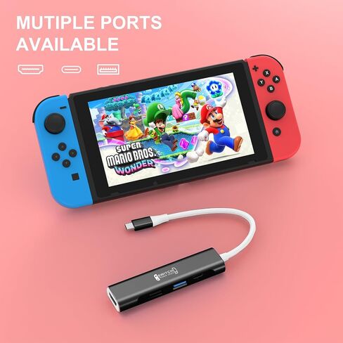 محطة إرساء تلفزيون RREAKA لجهاز نينتندو سويتش/سويتش OLED، محول تلفزيون محمول مع شحن 4K HDMI/USB 3.0/100 واط، قاعدة شحن بديلة لنينتندو سويتش in Kuwait