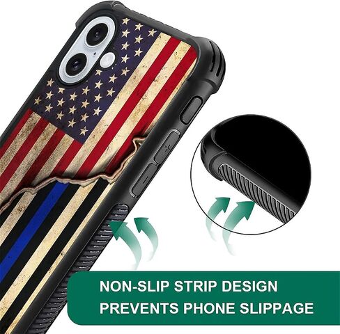حافظة DAIZAG متوافقة مع هاتف iPhone 16، تصميم بنمط العلم الأمريكي الخشبي المتقاطع، حافظة لهاتف iPhone 16، غطاء حماية شامل مضاد للصدمات ومضاد للخدوش من مادة TPU in Kuwait