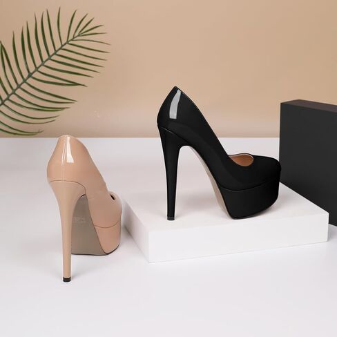 Eldof Womens High Heel Platform Pumps Round Toe Sky High Stilettoes 6" Party Dress Platform in Saudi Arabia