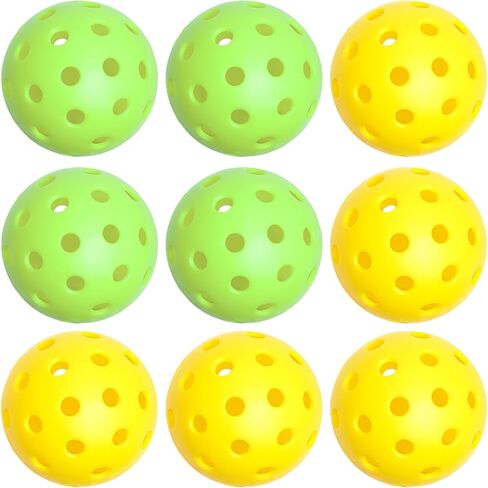كرات بيكل بول الخارجية - معتمدة من الولايات المتحدة الأمريكية (USAPA) للعب في البطولات، 4/9 عبوات، أخضر نيون/أصفر، كرة منافسة 40 فتحة، هدايا مجداف كرة مخلل للمبتدئين والمحترفين in Kuwait