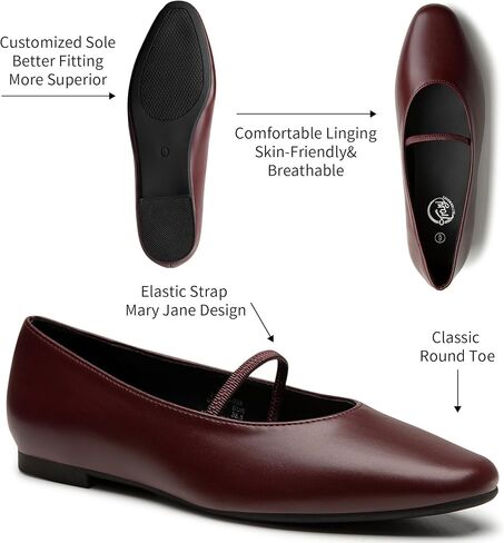 Trary Flats for Women, Mary Jane Shoes for Women, Ballet Flats for Women, Women's Flats, Closed Toe Flats Shoes Women, Elastic Straps Flats Shoes for Women in Kuwait