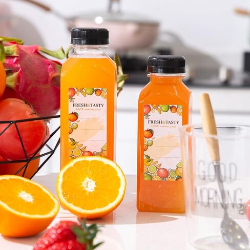 TOMNK 35pcs Juice Bottles, 12oz Plastic Bottles with Caps, Reusable Clear Bottles Beverage Containers Bulk with Lids, Label, Funnel and Brush for Juicing, Smoothies, Tea in Saudi Arabia