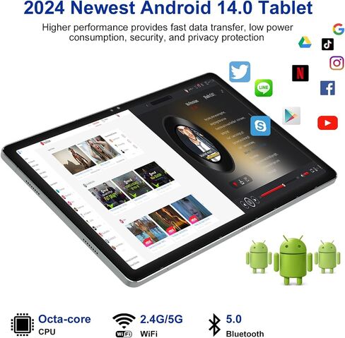أحدث جهاز لوحي 2024 مقاس 11 بوصة يعمل بنظام Android 14 وذاكرة وصول عشوائي 18 جيجابايت (6 جيجابايت + 12 جيجابايت ممتدة) وذاكرة وصول عشوائي 128 جيجابايت وشاشة 2K وكاميرا بدقة 13 ميجابكسل + 5 ميجابكسل وواي فاي 5G/2.4G ونظام تحديد المواقع العالمي (GPS) وبلوتو in Saudi Arabia