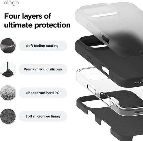 elago Compatible with iPhone 16 Pro Max Case, Premium Liquid Silicone Case, Full Body Protective Cover, Shockproof, Slim Phone Case, Anti-Scratch Soft Microfiber Lining, 6.9 inch (Black) in Saudi Arabia