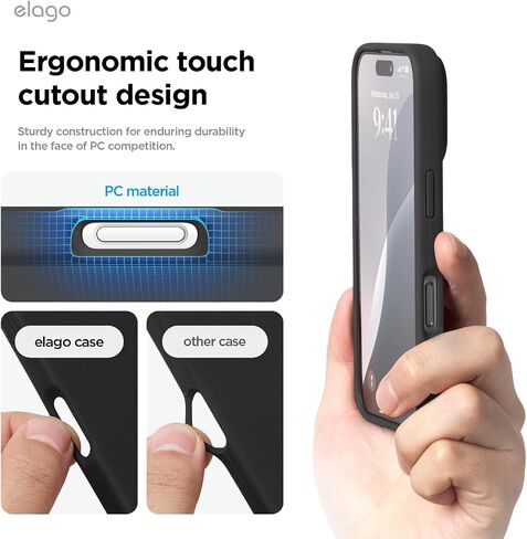 elago Compatible with iPhone 16 Pro Max Case, Premium Liquid Silicone Case, Full Body Protective Cover, Shockproof, Slim Phone Case, Anti-Scratch Soft Microfiber Lining, 6.9 inch (Black) in Saudi Arabia