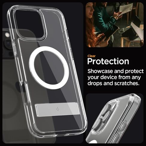 Spigen for iPhone 17 Pro Max Case, Ultra Hybrid S MagFit [TPU Covered Camera Control] [Kickstand] [Compatible with MagSafe] - Clear White in Saudi Arabia