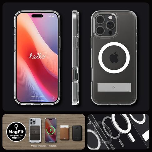 Spigen for iPhone 17 Pro Max Case, Ultra Hybrid S MagFit [TPU Covered Camera Control] [Kickstand] [Compatible with MagSafe] - Clear White in Saudi Arabia