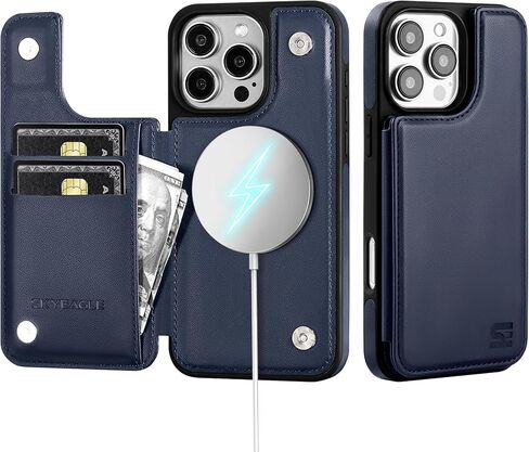 Compatible with iPhone 16 Pro Wallet Case,【Compatible with Magsafe】 Women Men PU Leather Flip Folio Protective Cover Credit Card Slots Kickstand RFID Blocking,for Apple 16 Pro,Green in Kuwait
