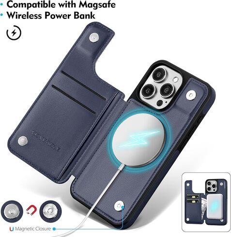 Compatible with iPhone 16 Pro Wallet Case,【Compatible with Magsafe】 Women Men PU Leather Flip Folio Protective Cover Credit Card Slots Kickstand RFID Blocking,for Apple 16 Pro,Green in Kuwait