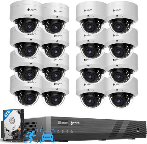 PoE Security Camera System, 8X 5MP IK10 Vandal-Proof IP67 Dome IP Camera with Audio, 8CH 4K NVR 2TB HDD, AI Human Vehicle Detection & Night Vision, 24/7 Home Recording, LY54AX5M0808 in Saudi Arabia