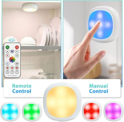 Under Cabinet Lights Puck Lights: USB Rechargeable LED Closet Lights with Timing,Dimmable 16 Color Changing Kitchen Counter Bedroom Children Night Light in Saudi Arabia