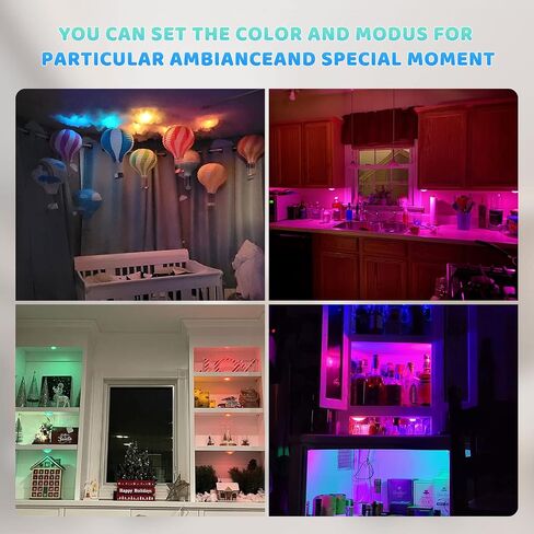 Under Cabinet Lights Puck Lights: USB Rechargeable LED Closet Lights with Timing,Dimmable 16 Color Changing Kitchen Counter Bedroom Children Night Light in Saudi Arabia
