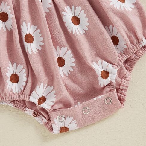 Newborn Baby Girls Daisy Romper Long Sleeve Pleated Smocked Bubble Ruched Jumpsuit Bodysuit Fall Winter Clothes in Kuwait