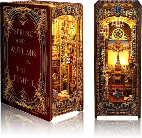OurMiao Book Nook Kit, DIY Booknook Kits for Adults Teens, Chinese Style Miniature Dollhouse Kit with Sensor Lights, Decorative Bookends Bookshelf Insert Decor (Yard of Han Dynasty) in Saudi Arabia