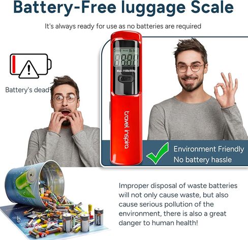travel inspira Luggage Scale Battery-Free, Travel Essentials, Portable Handheld Suitcase Weight Scale for for Travel Accessories, 110lbs/50kg in Kuwait