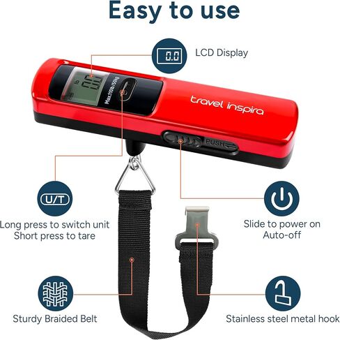 travel inspira Luggage Scale Battery-Free, Travel Essentials, Portable Handheld Suitcase Weight Scale for for Travel Accessories, 110lbs/50kg in Kuwait