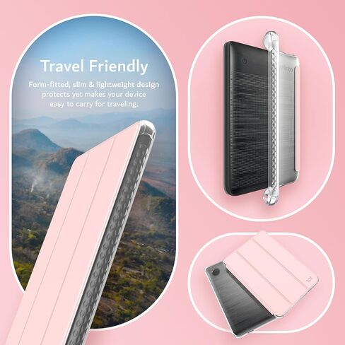 TUDIA SKN Flip Designed for Kobo Clara Colour/BW Case (2024) - [Auto Wake/Sleep Technology] Shockproof Slim Transparent TPU Back with Soft Smooth Leather Trifold eReader Cover - Clear Pink in Saudi Arabia