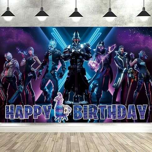 خلفية حفلة عيد ميلاد Battle Royale، خلفية تزيين حفلة عيد ميلاد لعبة فيديو للأولاد، سلسلة أرجوانية لوازم أعياد الميلاد 5x3ft in Kuwait