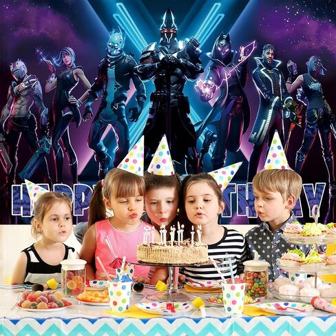 خلفية حفلة عيد ميلاد Battle Royale، خلفية تزيين حفلة عيد ميلاد لعبة فيديو للأولاد، سلسلة أرجوانية لوازم أعياد الميلاد 5x3ft in Kuwait