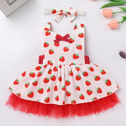 FYMNSI Newborn Baby Sequins Rainbow Strawberry Tulle Dress + Headband Toddler First Birthday Outfit Girl Summer Clothes in Saudi Arabia