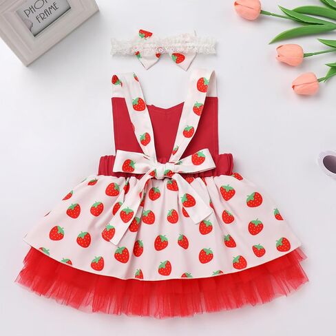 FYMNSI Newborn Baby Sequins Rainbow Strawberry Tulle Dress + Headband Toddler First Birthday Outfit Girl Summer Clothes in Saudi Arabia