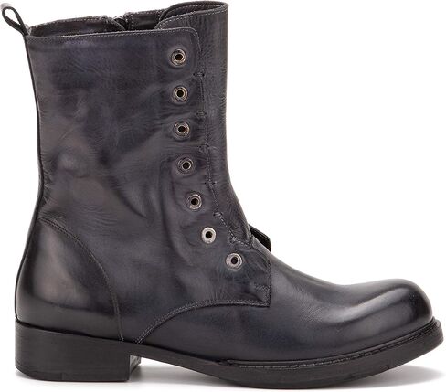 Vintage Foundry Co. Gemma أزياء نسائية كلاسيكية كاجوال لراكبي الدراجات القتالية الصلبة بلونين من الجلد بسحاب حتى منتصف الساق مع مقدمة مستديرة ومقدمة عادية، منصة، كعب مكتنز ونعل خارجي من الجلد والمطاط in Kuwait