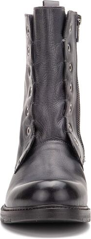 Vintage Foundry Co. Gemma أزياء نسائية كلاسيكية كاجوال لراكبي الدراجات القتالية الصلبة بلونين من الجلد بسحاب حتى منتصف الساق مع مقدمة مستديرة ومقدمة عادية، منصة، كعب مكتنز ونعل خارجي من الجلد والمطاط in Kuwait