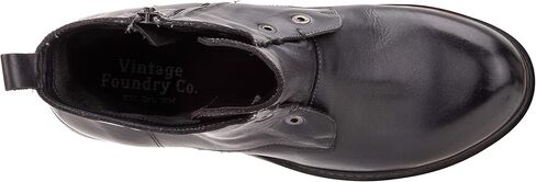 Vintage Foundry Co. Gemma أزياء نسائية كلاسيكية كاجوال لراكبي الدراجات القتالية الصلبة بلونين من الجلد بسحاب حتى منتصف الساق مع مقدمة مستديرة ومقدمة عادية، منصة، كعب مكتنز ونعل خارجي من الجلد والمطاط in Kuwait