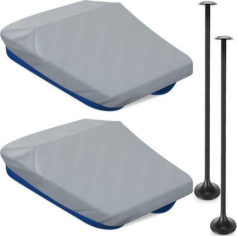 Boat Cover Support Pole System, 2 Pcs Waterproof Boat Covers and 2 Pcs Adjustable Boat Cover Support Poles, Height 12''-54'', Boat Cover with Support Poles for Pedal Pontoon Boat, Black in Saudi Arabia