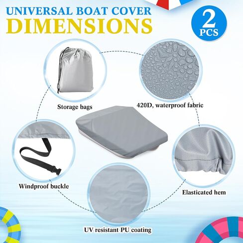 Boat Cover Support Pole System, 2 Pcs Waterproof Boat Covers and 2 Pcs Adjustable Boat Cover Support Poles, Height 12''-54'', Boat Cover with Support Poles for Pedal Pontoon Boat, Black in Saudi Arabia