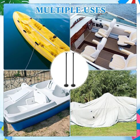 Boat Cover Support Pole System, 2 Pcs Waterproof Boat Covers and 2 Pcs Adjustable Boat Cover Support Poles, Height 12''-54'', Boat Cover with Support Poles for Pedal Pontoon Boat, Black in Saudi Arabia