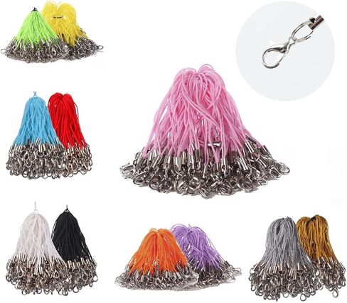 MINI-FACTORY 100PCS DIY Charm Straps with Lobster Clasp Colorful Lanyard Cords for Phone Charms, USB Drives, Keychains, Jewelry Making, Crafts, Purse & Name Tag Accessories in Kuwait