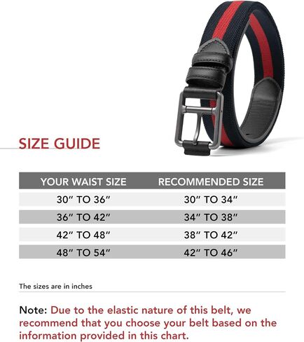 Marko Bardelli Elastic Leather Men's Belt - Comfortable Stretch Waistband Casual Golf Jeans & Pants - Innovative Design- Gift Box (Monza, Waist adjustable 30" to 34") in Saudi Arabia