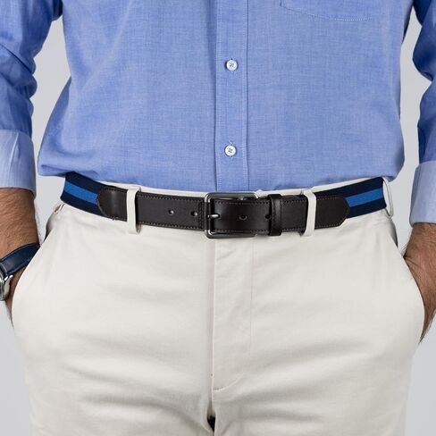 Marko Bardelli Elastic Leather Men's Belt - Comfortable Stretch Waistband Casual Golf Jeans & Pants - Innovative Design- Gift Box (Monza, Waist adjustable 30" to 34") in Saudi Arabia