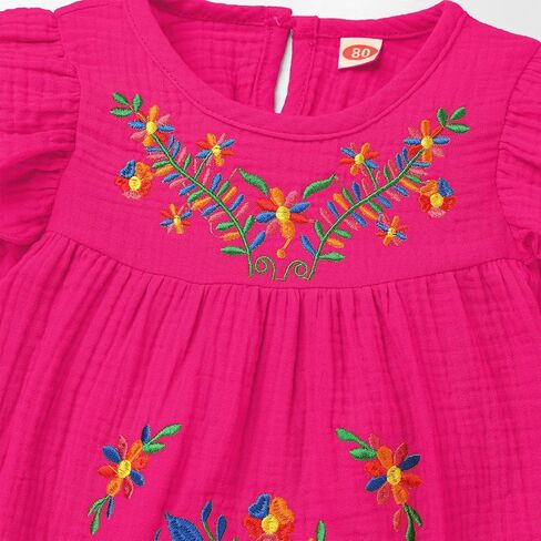 Toddler Baby Girls Mexican Dress Long Sleeve Floral Embroidery Ethnic Dress Cinco de Mayo Fiesta Dresses in Saudi Arabia