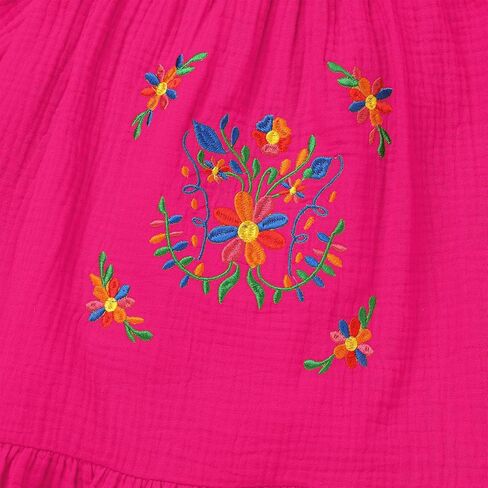 Toddler Baby Girls Mexican Dress Long Sleeve Floral Embroidery Ethnic Dress Cinco de Mayo Fiesta Dresses in Saudi Arabia