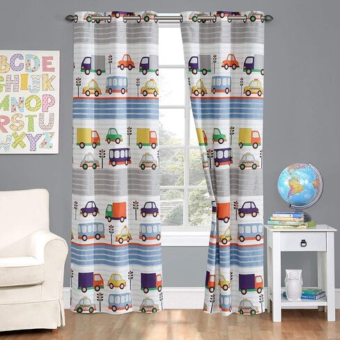 Kids Zone Home Linen 2 Panel Curtain Set with Grommet for Boys Girls Teens Bedroom Multicolor Set (Unicorn Rainbow Castle Clouds Pink Purple White) in Saudi Arabia