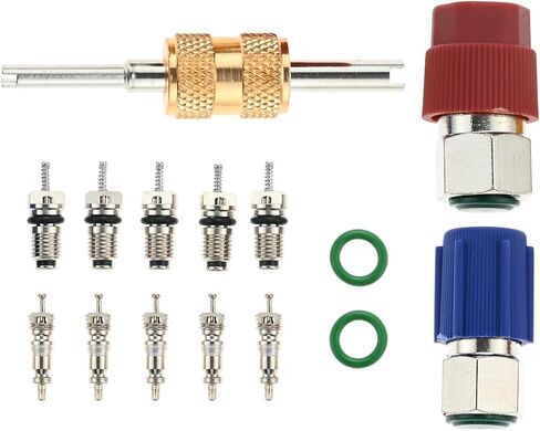 R12 to R134A AC Retrofit Fitting Adapter Kit, R12 R22 to R134A High/Low Fitting Port Retrofit 1/4’’ to 7/16"-20 UNF Conversion Adapter, Fits for AC Air Conditioner Refrigerant in Saudi Arabia