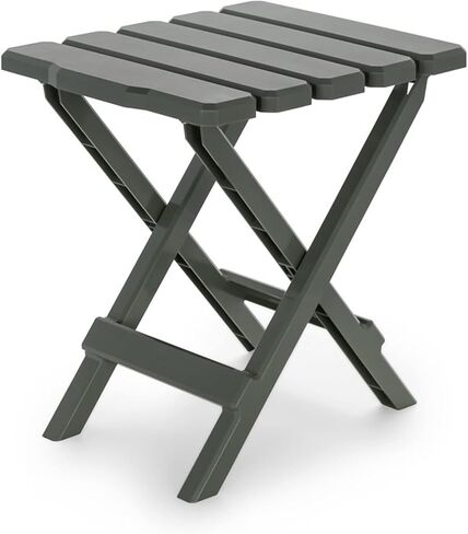 Camco Adirondack Portable Outdoor Camping Small Weatherproof Rustproof Durable Plastic Folding Side Table for Indoor and Outdoor Use, Taupe in Kuwait