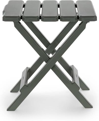 Camco Adirondack Portable Outdoor Camping Small Weatherproof Rustproof Durable Plastic Folding Side Table for Indoor and Outdoor Use, Taupe in Kuwait