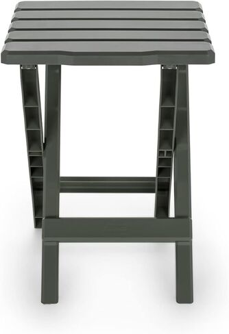 Camco Adirondack Portable Outdoor Camping Small Weatherproof Rustproof Durable Plastic Folding Side Table for Indoor and Outdoor Use, Taupe in Kuwait