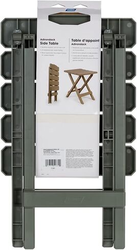 Camco Adirondack Portable Outdoor Camping Small Weatherproof Rustproof Durable Plastic Folding Side Table for Indoor and Outdoor Use, Taupe in Kuwait