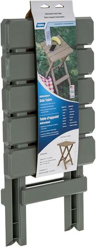 Camco Adirondack Portable Outdoor Camping Small Weatherproof Rustproof Durable Plastic Folding Side Table for Indoor and Outdoor Use, Taupe in Kuwait