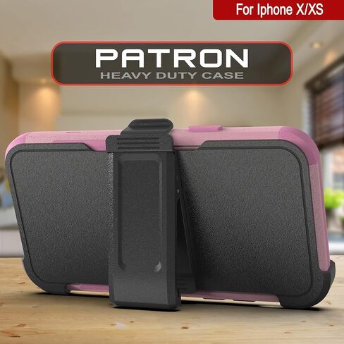 Punkcase for iPhone Xs Belt Clip Holster Case [Patron Series] 4-1 Rugged & Protective Multilayer Phone Cover W/Integrated Kickstand for iPhone Xs (5.8") (2018) [Red-Black] in Saudi Arabia