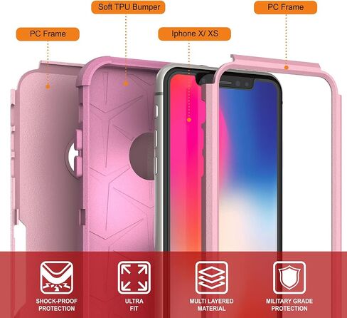 Punkcase for iPhone Xs Belt Clip Holster Case [Patron Series] 4-1 Rugged & Protective Multilayer Phone Cover W/Integrated Kickstand for iPhone Xs (5.8") (2018) [Red-Black] in Saudi Arabia