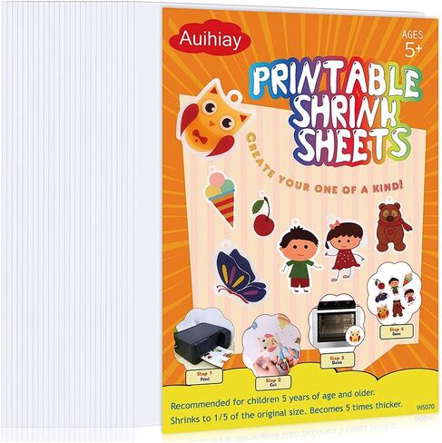 Auihiay 8 Sheets Semitransparent Printable Shrink Plastic Shrink Film Papers for Inkjet Printer Kids DIY Craft Activity, Mothers Day Gifts, 11.6 x 8.3 inch / 29.5 x 21 cm in Saudi Arabia