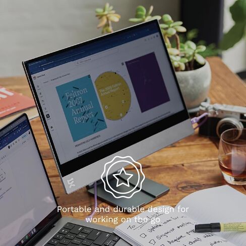 تعرض شركة Espresso شاشة محمولة تعمل باللمس مقاس 15 بوصة مع حامل قابل للتعديل | شاشة رفيعة للغاية، بدقة 1080 بكسل عالية الدقة، ومنفذ USB-C، وشاشة تعمل باللمس لأجهزة الكمبيوتر المحمول، وأجهزة Mac، والكمبيوتر الشخصي، والألعاب، والسفر in Kuwait