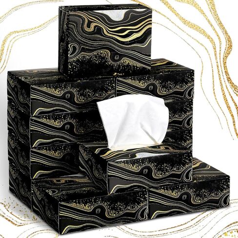 Bencailor 12 Pack Facial Tissues Cube Boxes Face Tissue Box 600 Sheets 3-ply Square Tissues Marble Pattern Soft Tissue Paper Bulk for Car Pocket Toilet Household School Bedroom Family in Saudi Arabia