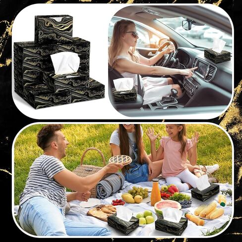 Bencailor 12 Pack Facial Tissues Cube Boxes Face Tissue Box 600 Sheets 3-ply Square Tissues Marble Pattern Soft Tissue Paper Bulk for Car Pocket Toilet Household School Bedroom Family in Saudi Arabia